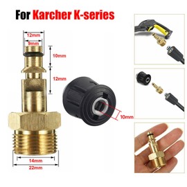 GIONAR High Pressure Washer Quick Connect Adapter for Karcher K2 K3 K4 K5 K6 K7 Series, Brass M22 14mm Hose Quick Connector for Pressure Washer Gun and Hose Conversion
