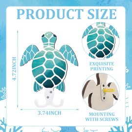 AceOrbit Blue Wood Coastal Sea Turtle Toilet Paper Holder Nautical Rustic Rope Toilet Paper Holder Wallmounted Towel Ring with Metal Hook Ocean Sea Beach Themed Bathroom Decor