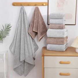 Juego de Toallas de baño Premium de 6 Piezas, 2 Toallas de baño Grandes, 2 Toallas de baño, 2 Toallas de Mano, Toallas de baño Suaves, absorbentes,...