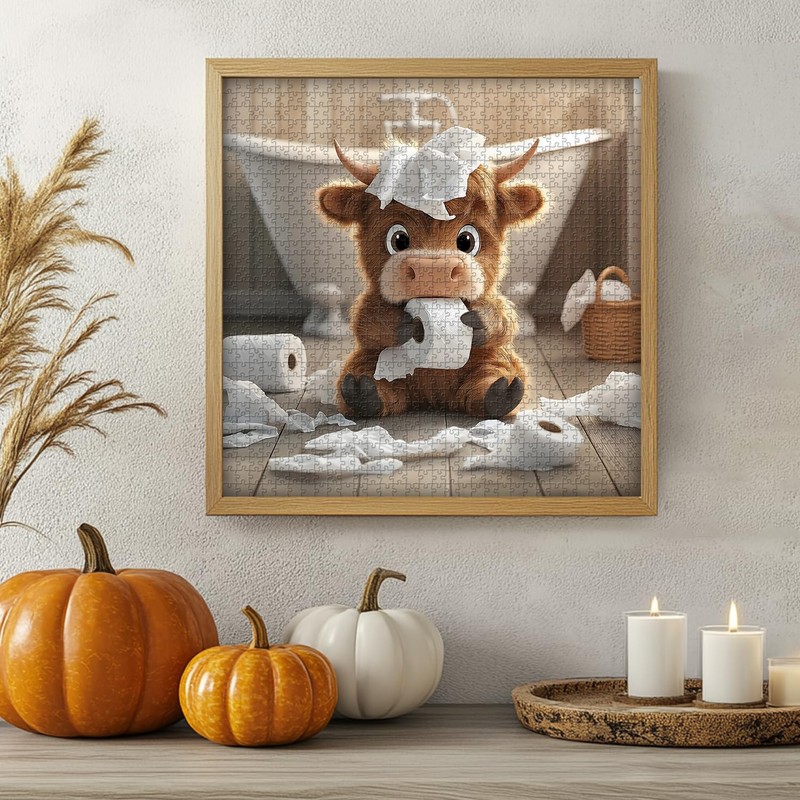 Highland Cow Puzzles for Adults 1000 Pieces,Cute Cow Jigsaw Puzzle,