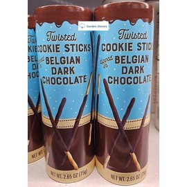 Trader Joe Twisted Cookie Sticks Dipped in Belgian Dark Chocolate 2.65oz 75g (Two Rolls)