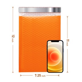TOMVYTER 7.25x12 Inch Poly Bubble Mailers #1 Padded Envelopes Bulk, 25pcs Self Seal Mailing Envelopes Bubble Padded Mailers(Orange, Inside Size: 7.25x11")