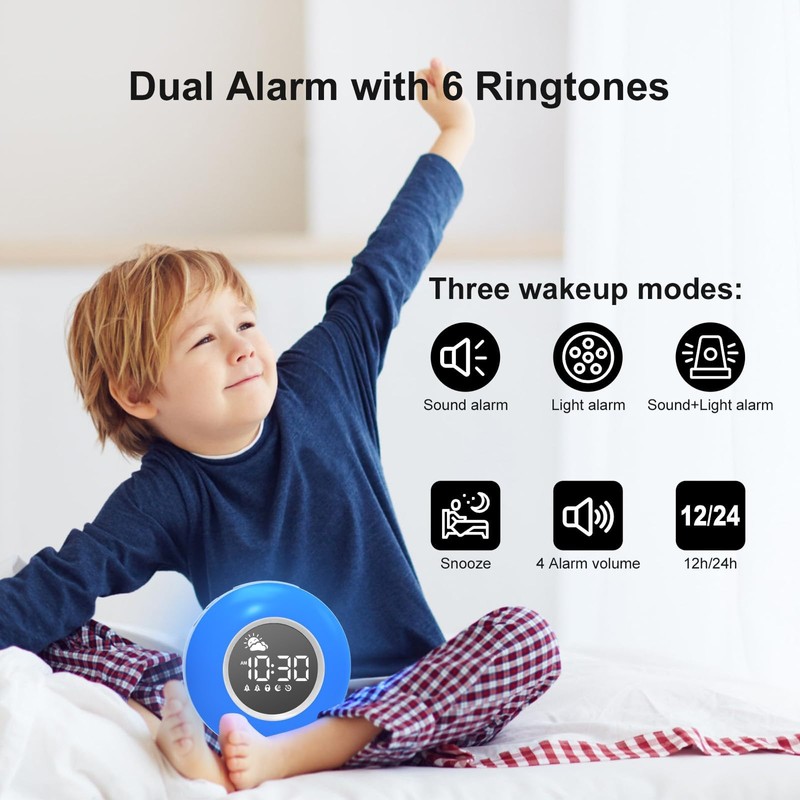 Children's Digital Alarm Clock, Sleep Trainer Children with Night Light,