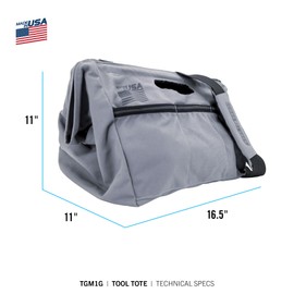 CHANNELLOCK TGM1G Basic 6-Pocket Tool Tote Water Resistant Tool Bag, CORDURA Material, Manufactured to U.S. Military Specifications, 100% Made in USA