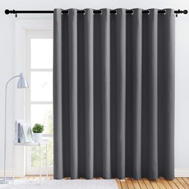 NICETOWN Bedroom Blackout Curtain Panel - (120 inches by 84 inch, Grey, 1 PC) Energy Saving Thermal Insulated Grommet Blackout Drapery for Patio, Room Divider Curtain