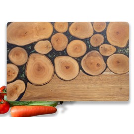 LILKUISYN Acacia Wood Cutting Board With Colorful Black Resin Galactic Cosmos & Wood Stumps Unquie Design for Kitchen Meal Prep Serving Tray Cheese & Charcuterie Board for Meat Vegetable Gift 15*10‘’