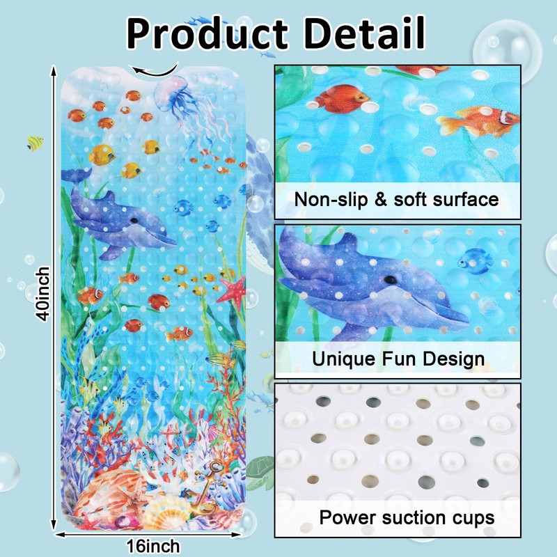 Topotdor Baby Bathtub Mat Non Slip for Kids, 40 X