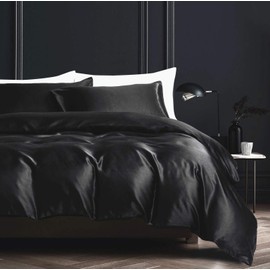 Damier Bed Linen 135 x 200 cm, Beige Satin Duvet Cover Set, Plain, Smooth, Shiny, High Quality Satin Deluxe Duvet Cover with Zip and Pillowcase 80 x 80 cm