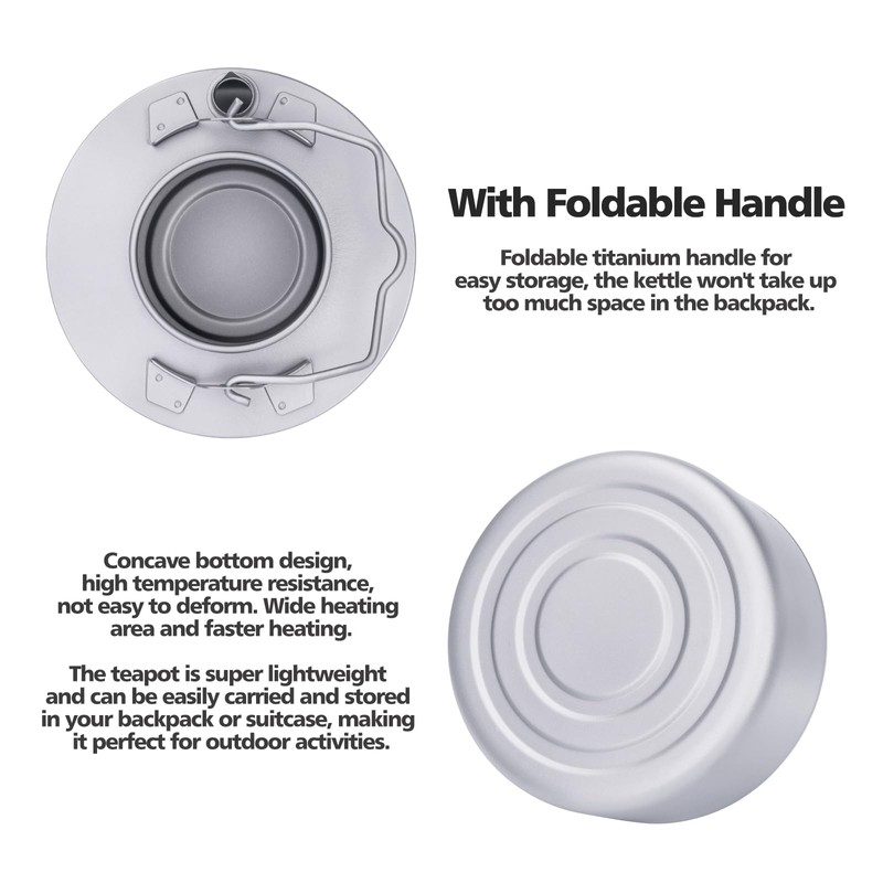 Boundless Voyage Titanium 700ML Kettle with Inner Fliter Folding Handle