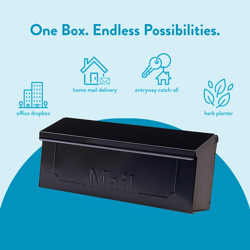 ARCHITECTURAL MAILBOXES Townhouse Galvanized Steel, Wall-Mount Mailbox, Black Small