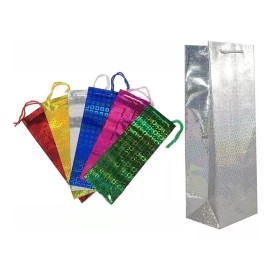 Lecute 10 Bolsas Holografica Regalo Botella Vino Licor 35x12 Eco