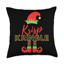 Xmas Elf Shopp Krisp Kringle Elf Christmas Santa Elves Ugly Xmas Sweater Throw Pillow, 18x18, Multicolor