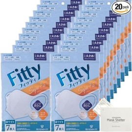 kurahooon 20袋セット フィッティ スタイルフィットプラス 立体 ホワイト やや大きめ 7枚入 Fitty kurahooon マスクケース付き
