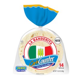 La Banderita Carb Counter® Street Taco | 4.5" Size Flour Tortillas |Zero Net Carbs |Keto Certified | 10.8 oz.| 14 Count (Pack of 6)