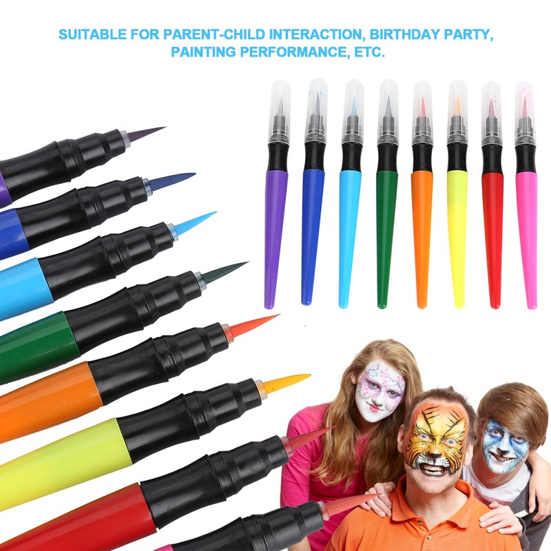 8Pcs Body Painting Brush Pen Set Artistic Watercolour Drawing Pen