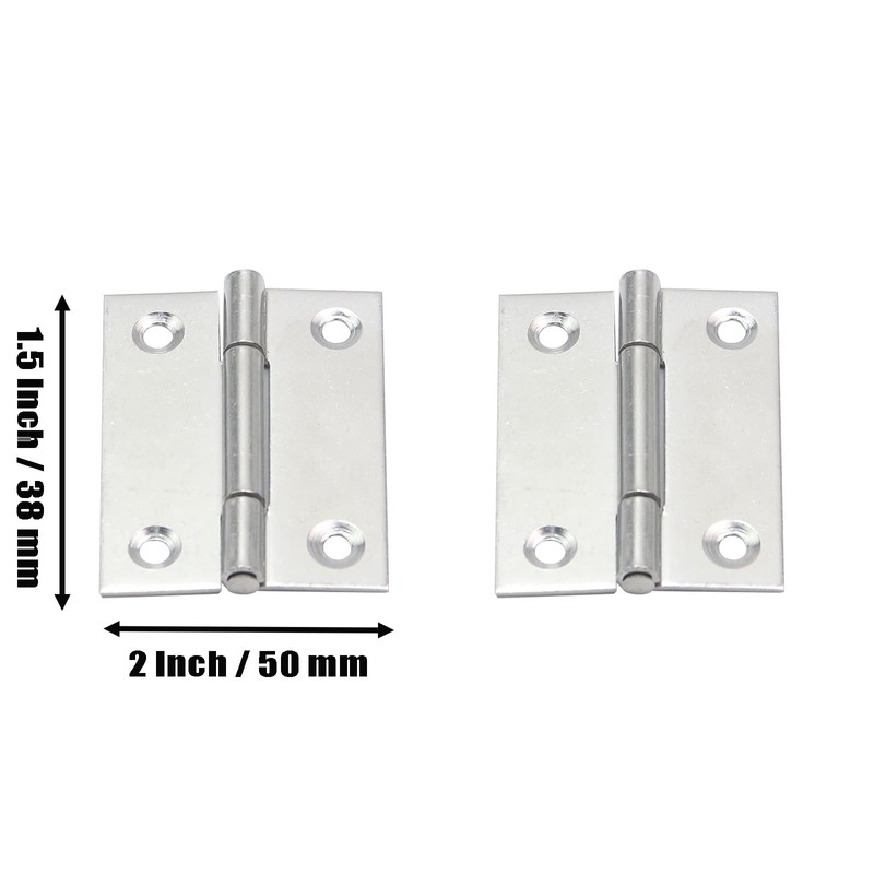 Mcredy Hinges Jewelry Box Hinges 2-inch Silver Stainless Steel Pack