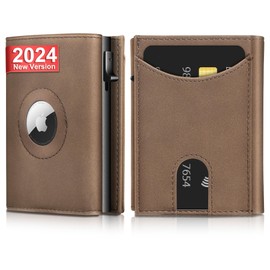 DOMIPHIE Mens Airtag Hole Wallet, Brown vintage, Modern