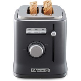 Calphalon 2-Slice Bagel Bread Toaster Extra Wide Slots, Stainless Steel, Gray