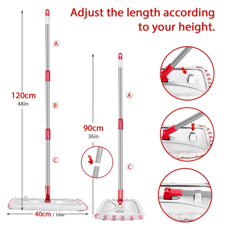 MASTERTOP Microfiber Mop, Extra Large Dust Mop with 5 Pads