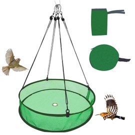 Bird Feeder Net - 2 Pack Perforated Green Collapsible Bird Feeders for Outdoors Hanging Ant Moat for Hummingbird Feeders with 4 Extendable Ropes and Storage Bags (50cm Diameter)