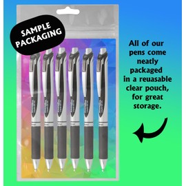 Advantage Gifts Glidewrite Signature Ballpoint Pen Black Barrel, (1.0mm) Medium Tip, Black Ink, 3-pk; Bundle with Plastic Reusable Pouch