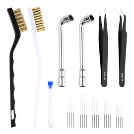 26 PCS 3D Printer Nozzle Cleaning Kit, 20 Nozzle Cleaning Needles, 2 Tweezers 2 Cleaning Copper Wire Brushes, 2 L-Wrench Tools for 3D Printer Accessories.