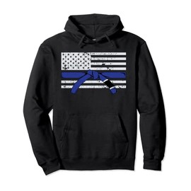 American Flag Jiu Jitsu Blue Belt Ranking BJJ Jiujitsu Gift Pullover Hoodie