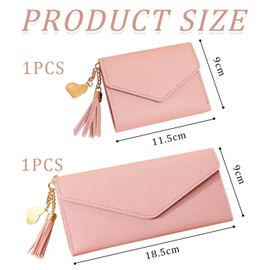 2 Pieces Women's Wallet, Pu Leather Wallet, Tassel Pendant Wallet, Cute Wallet, Simple Wallet
