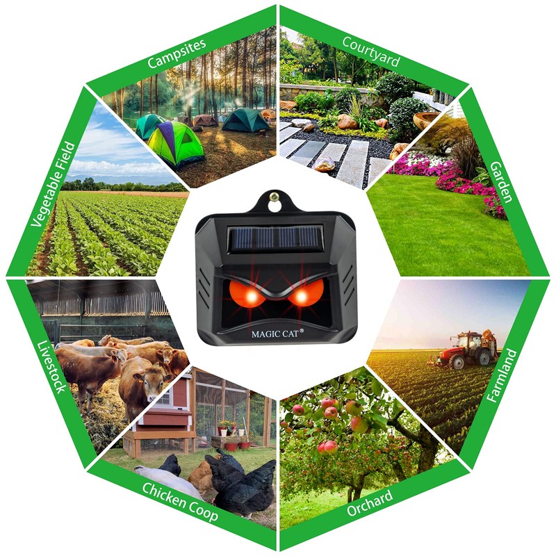 MAGIC CAT 4 Pack Solar Animal Repeller Outdoor, 2024 Nocturnal