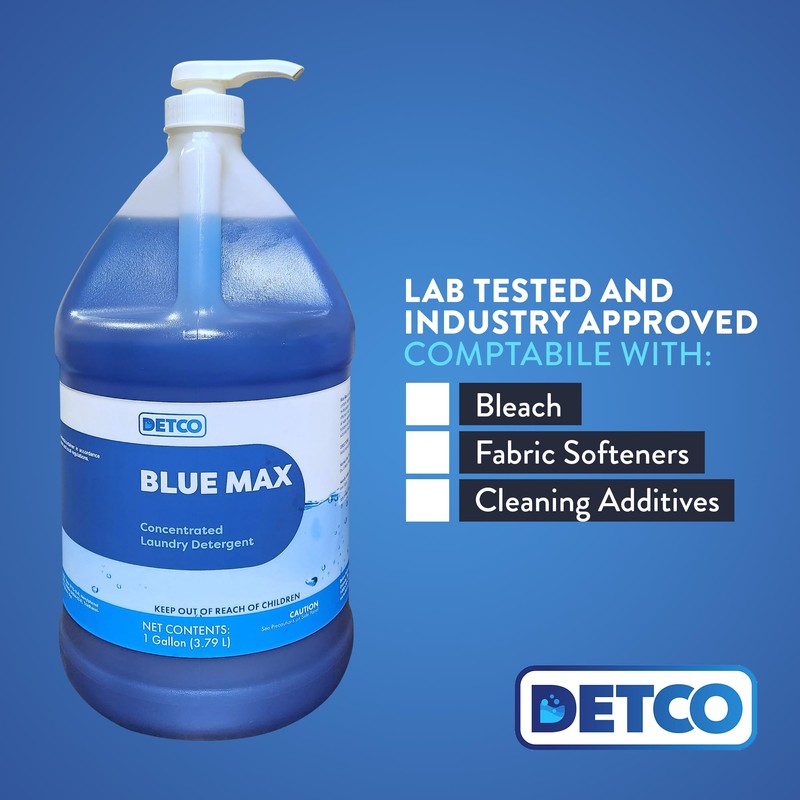 Detco Blue Max Industrial-Strength Laundry Detergent Concentrate - Safely Clean