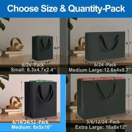 Argivean Black Gift Bags With Handles: 14pcs Medium Gift Bags Bulk 8x5x10 Inch For Wedding Party Birthday Business (M,14)