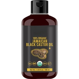 Organic Jamaican black Castor Oil (3.38 fl oz) USDA Certified, Traditional Handmade with Typical and Traditional roasted castor beans smell ,100% Pure black Castor Oil (No Additive, Non GMO) - Size: 10.15 Fl Oz (Pack of 1)