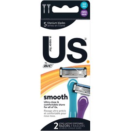 BIC Maquinillas de afeitar desechables unisex de 5 hojas para hombres y mujeres, banda lubricante para un afeitado suave y apurado, paquete de 2