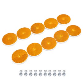 TAEUYYM 10 x Trailer Yellow Round Reflectors, Round Reflectors for Gate Posts, Round Rear Reflectors Screw Fixing, Trailer Round Reflector Suitable for RV Truck Tractor Gate Reflectors (Yellow)