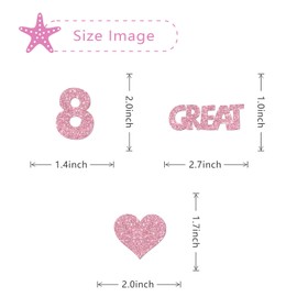MonMon & Craft Great to Be 8 Cupcake Toppers/Girls Children 8th Birthday Cupcake Toppers/Nine Years Old/Girl's 8th Birthday Party Decorations/Pink Glitter - 24 Pcs