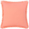 Furn. Gracie Velvet Fringed Cushion Cover, Coral, 45 x 45
