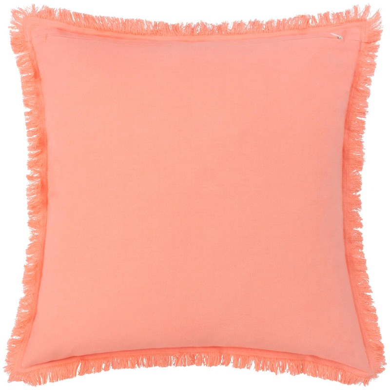 Furn. Gracie Velvet Fringed Cushion Cover, Coral, 45 x 45