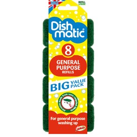 Dishmatic General Purpose Refills 8pk – Non-Scratch, Long-Lasting Sponge Heads, Fits All Dishmatic Handles, Easy to Replace, Ideal for Daily Use – No.1 Dishwand in Australia