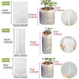 TAGOQUEN 240 Stück 3 Größen Pflanzbeutel Pflanztöpfe Anzucht Klein aus Vlies, Stofftöpfe Anzuchttöpfe Abbaubar, Pflanzsack Aussaattöpfe Aufzuchttöpfe, Pikiertöpfe Pflanzen Beutel