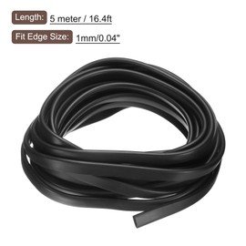 uxcell U Channel Edge Trim, 16.4ft Length Rubber Guard Seal Strip Edge Protector Round Type Fit for 1mm Edge, (5/32" W x 3/8" H) Black