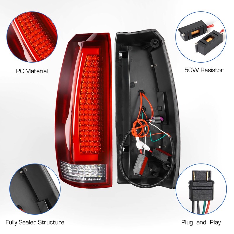 Gubebaili LED Tail Lights Assembly Fit for Chevy Avalanche 2007