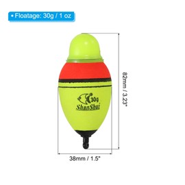 PATIKIL 1oz Lighted Fishing Slip Bobbers, EVA Green Red LED Light Up Fishing Float for Night Fishing, Yellow