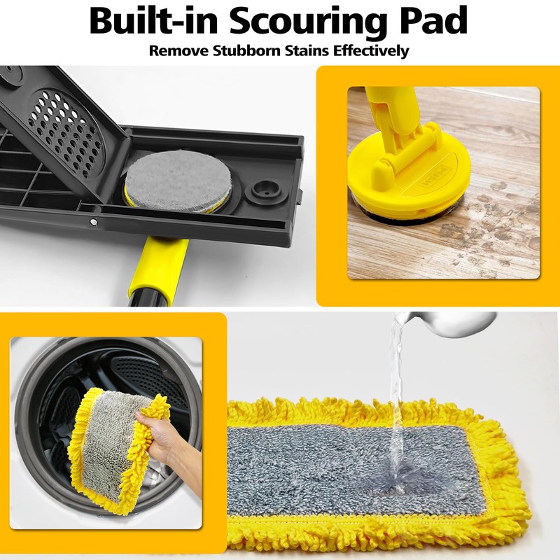 Dolanx Dust Mop with Microfiber & Chenille Pads, Dry Wet