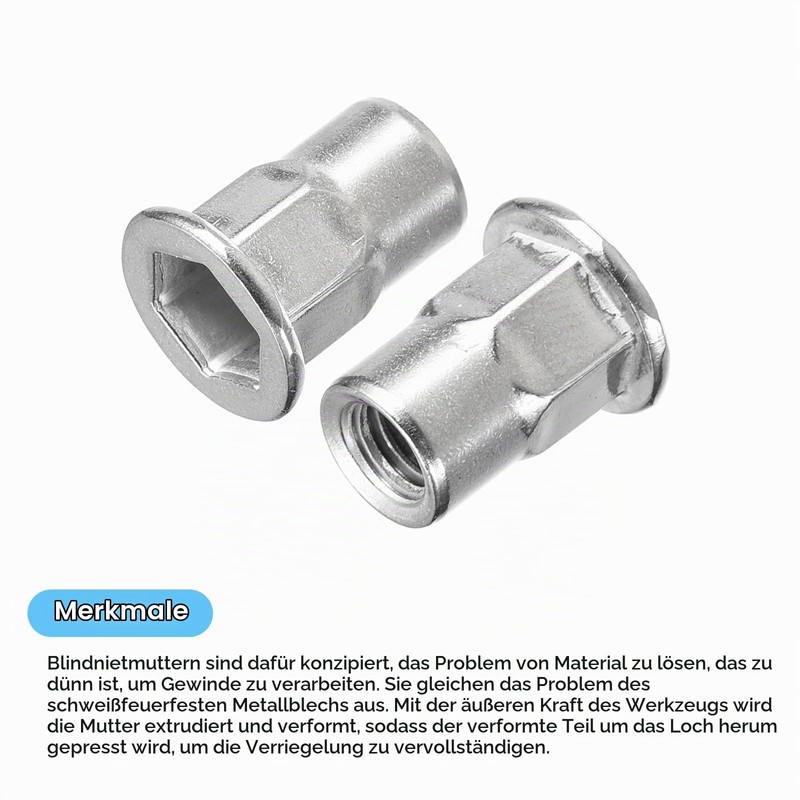 sourcing map M6 Blind Rivet Nuts 60 Pieces Half Hex