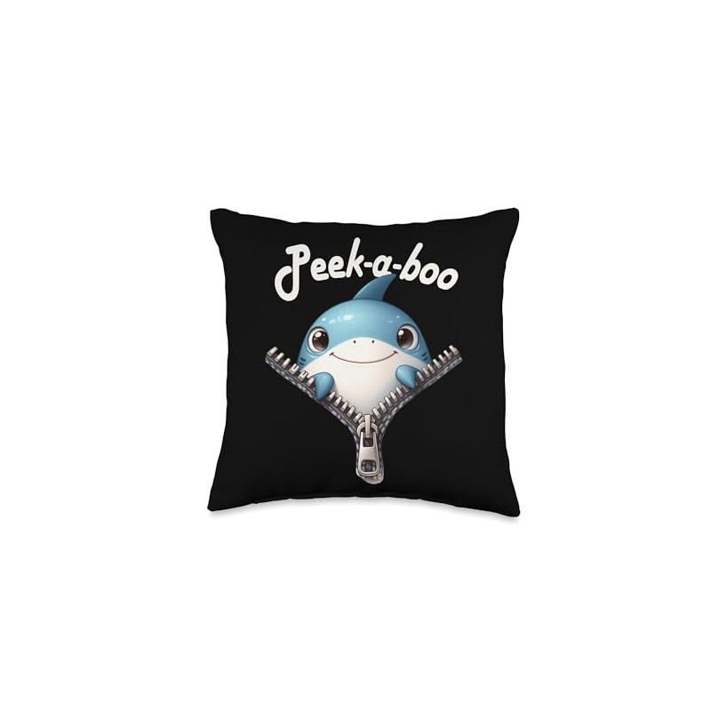 Funny - Peek-a-boo - Shark Throw Pillow