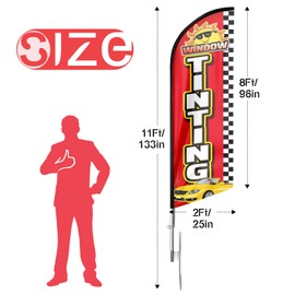 Auto Tinting Advertising Feather Flag, Window Tinting Swooper Flag with Flag Pole Kit and Ground Stake, Feather Banner Sign for Car Auto Tinting 11FT
