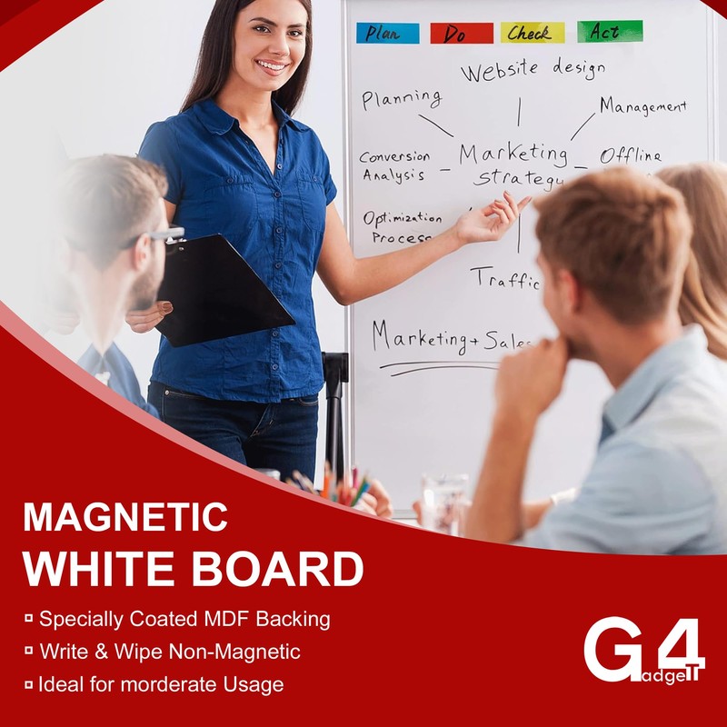 G4GADGET Dry Wipe Magnetic Whiteboard Mini Office Notice Memo White