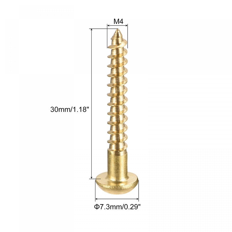 sourcing map Wood Screws M4 x 30mm Slotted Round Head