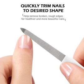 FTONOM5 4pcs Metal Nail Files for Natural Nails Pro Stainless Steel Double Sided Sapphire Grit Accessories Files Tool for Home Salon Shaping Styling Gel and Acrylic Nails