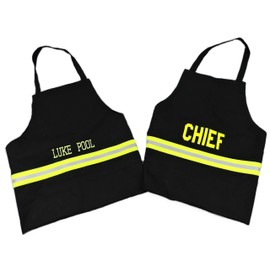 Firefighter Apron, Chef Cooking Apron, BBQ Apron, Regular or Large Apron, Option to Personalize, Bunker Gear Look